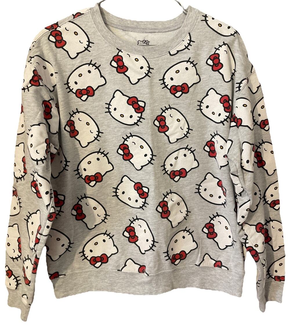 Sanrio Hello Kitty Gray Pullover Sweatshirt Women's Size Large L